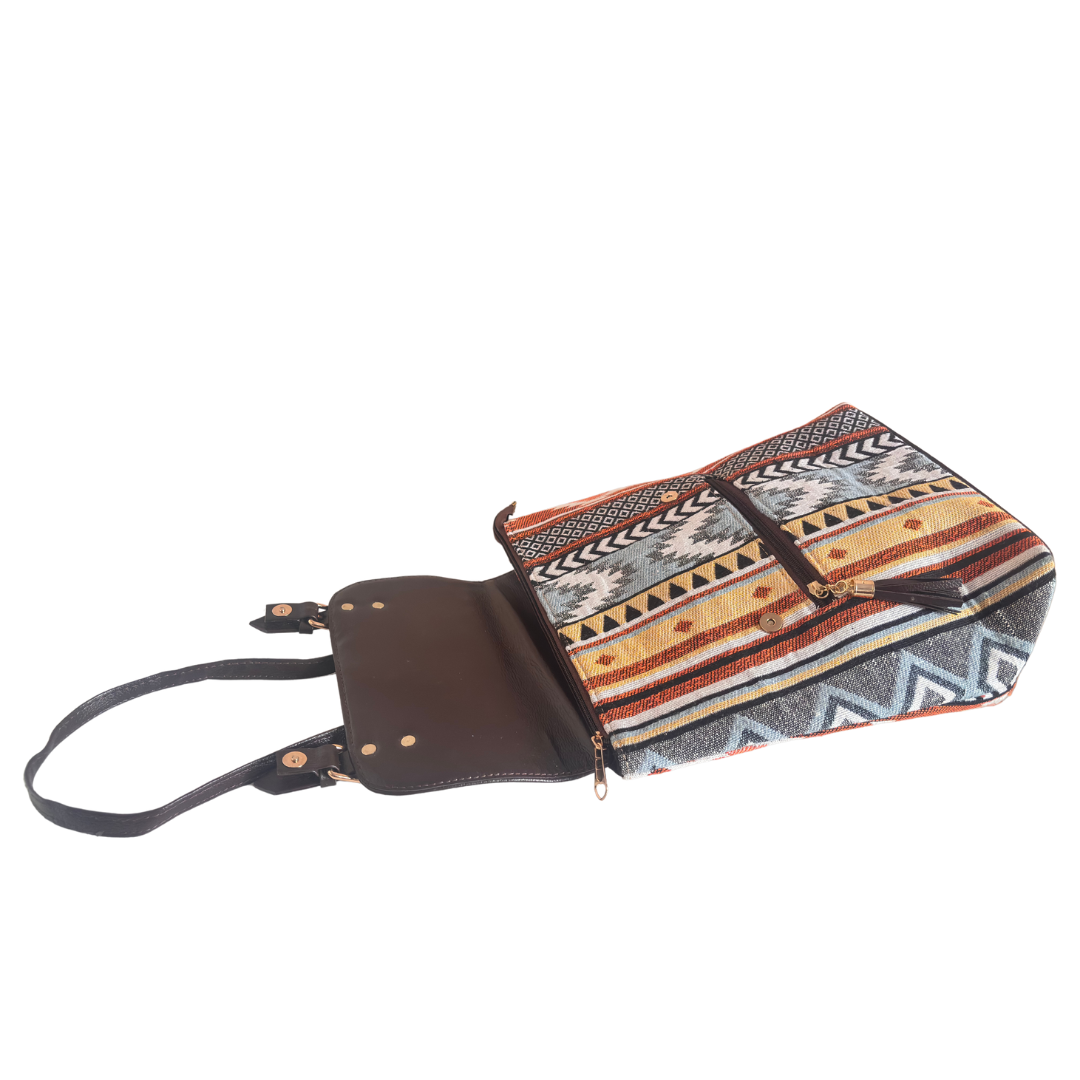 The Desert Safari Edition :- Premium Aztec Print Backpack & Convertible Sling - The House of RajPadmini
