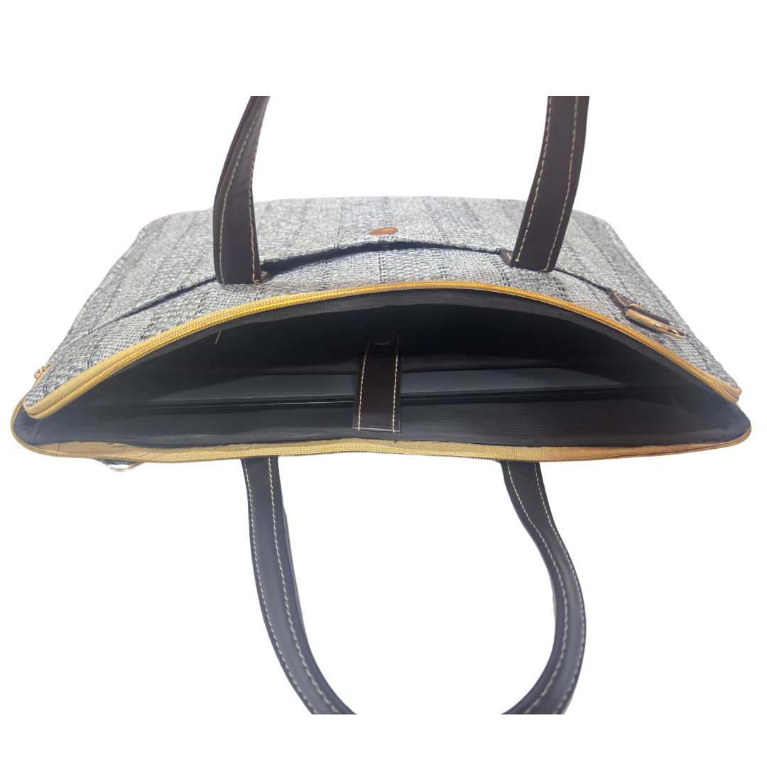 Premium Handcrafted Jute Laptop Sleeve Cover with Adjustable Shoulder Strap and Padded Partition