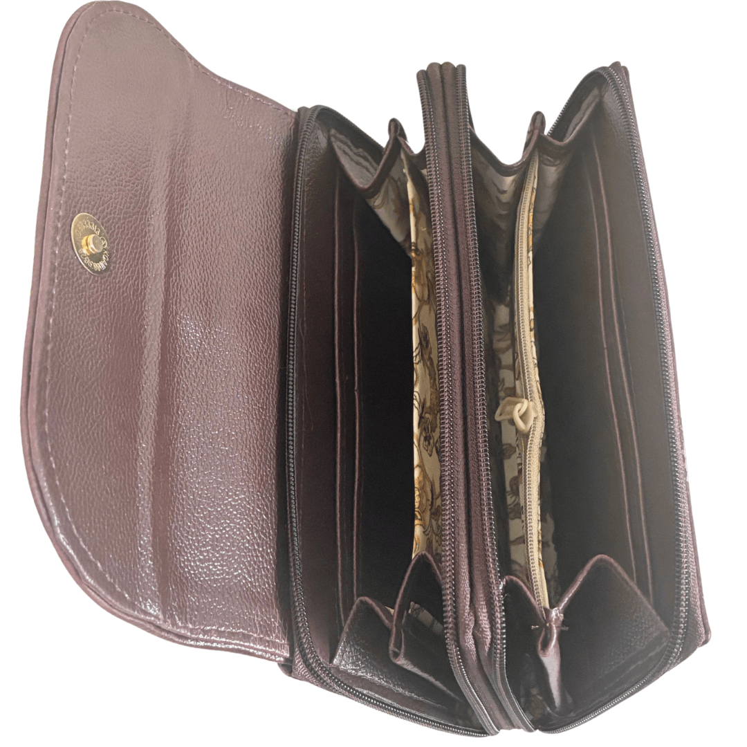 The Hamsafar Edition:- Women's Ethnic Pearl White Jute Fabric Wallet with Double Partition - The House of RajPadmini