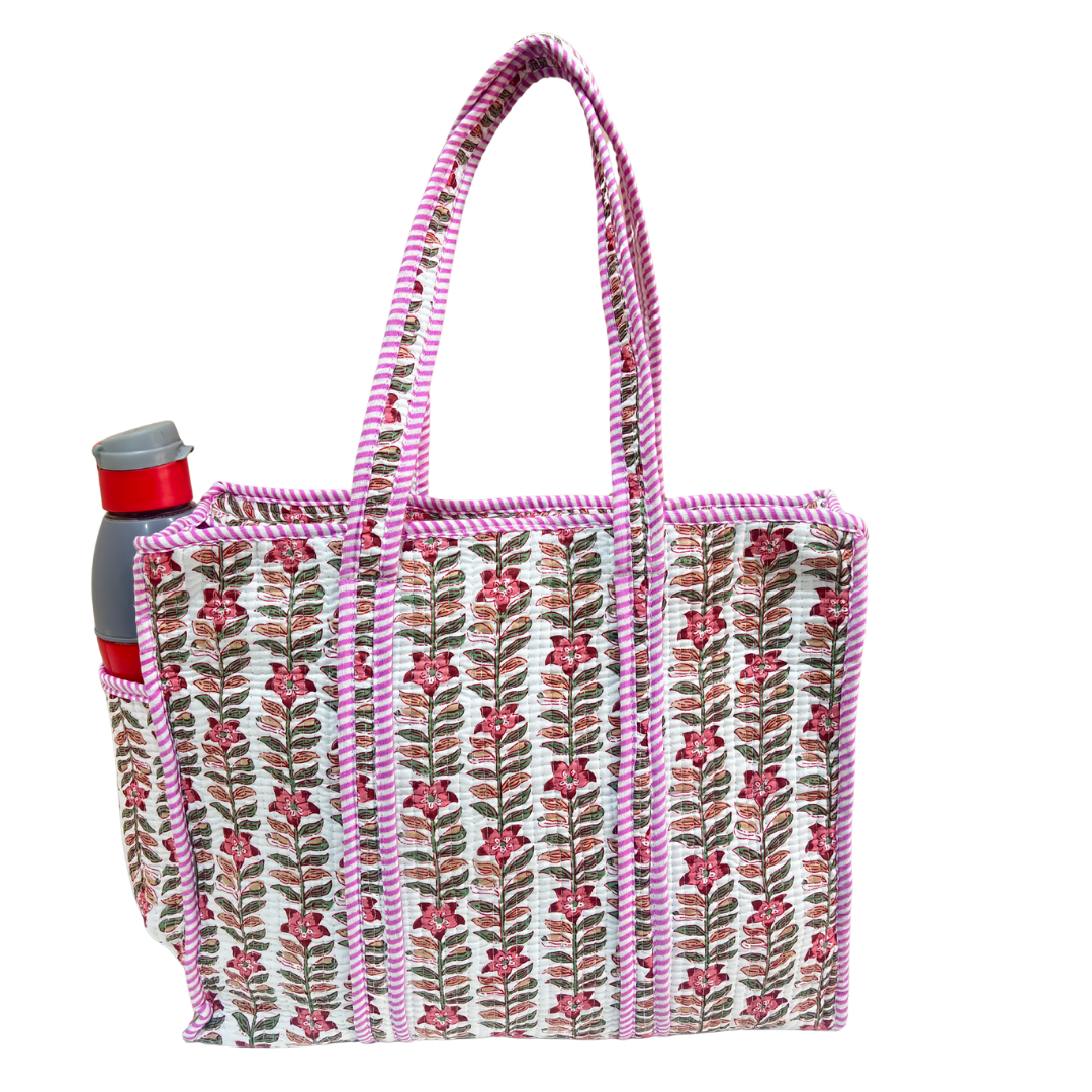 RajPadmini 4-in-1 Festive Gifting COMBO : Premium Quilted Tote Bag + 3 Waterproof Pouches = Your Complete Organization Solution!