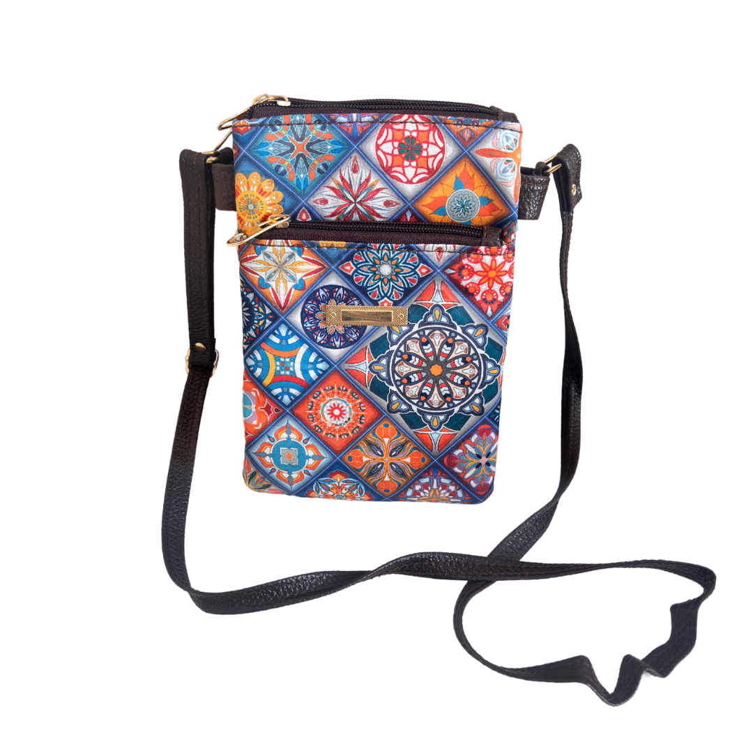 The Multicolor Multiple Partition Mobile Crossbody Sling Bag