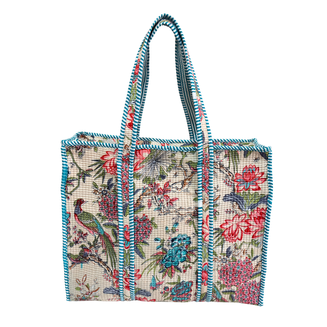4-in-1 Festive Gifting COMBO : Premium Quilted Tote Bag + 3 Waterproof Pouches = Your Complete Organization Solution!