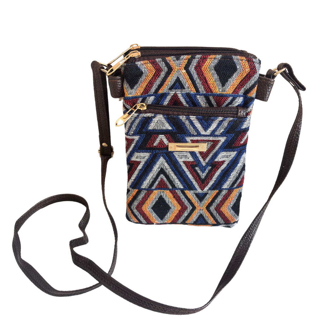 The Rugged Multicolor Multiple Partition Mobile Crossbody Sling Bag