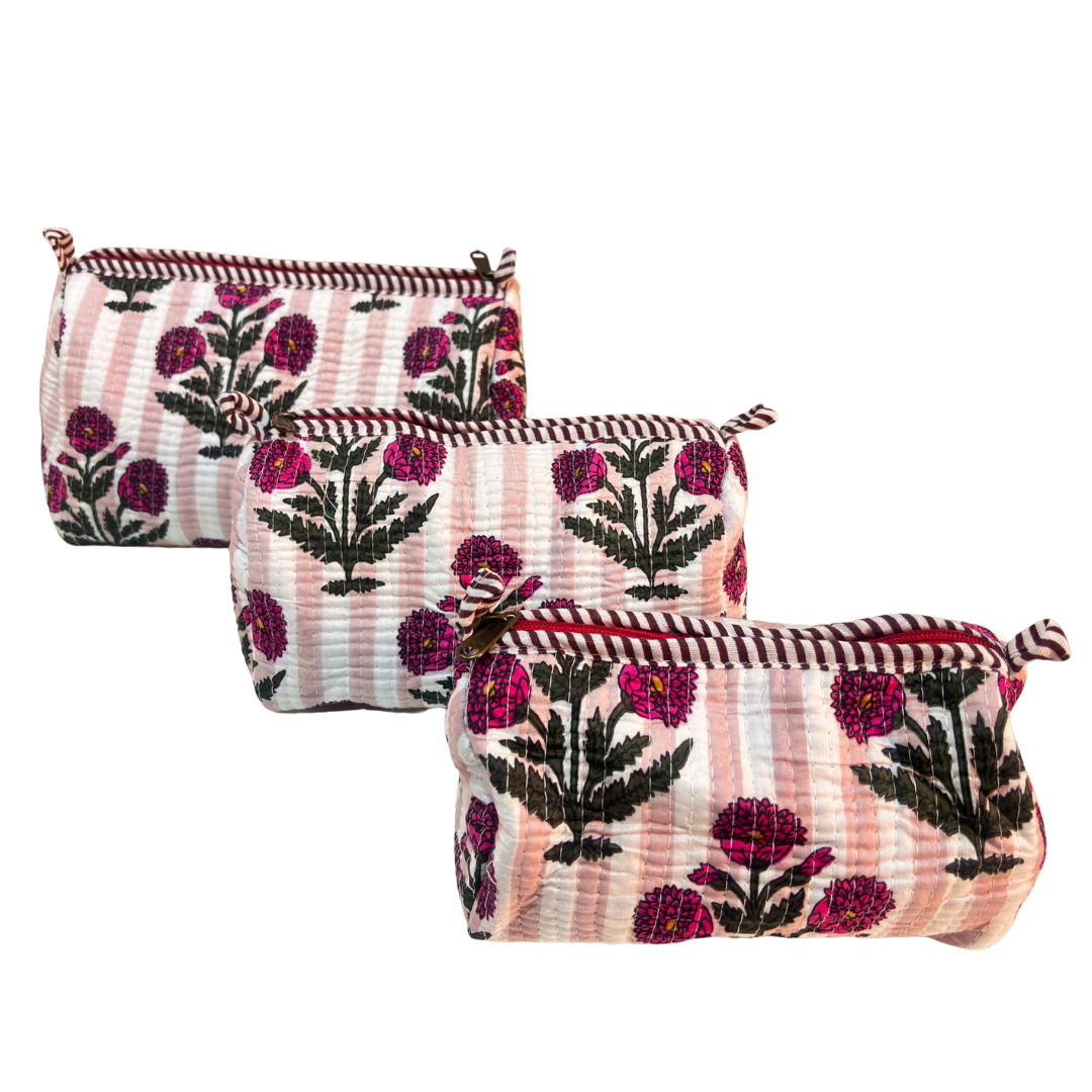 The Alfred Edition Travel Accessory:- Premium Handcrafted Waterproof Quilted Cotton Beauty/Travel Organizer Bag for Men & Women