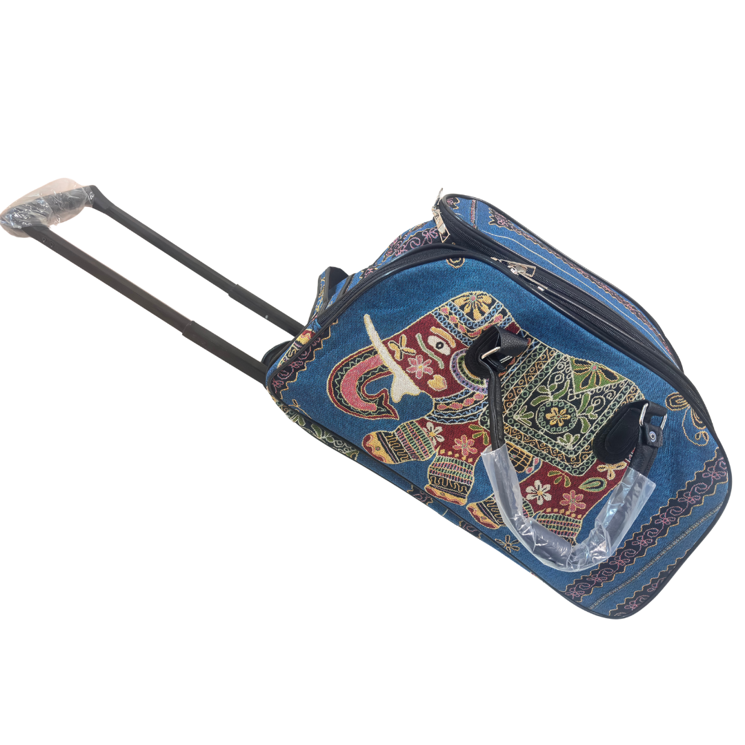 Fully Waterproof Elephant Printed Travel Duffle Trolley Bag