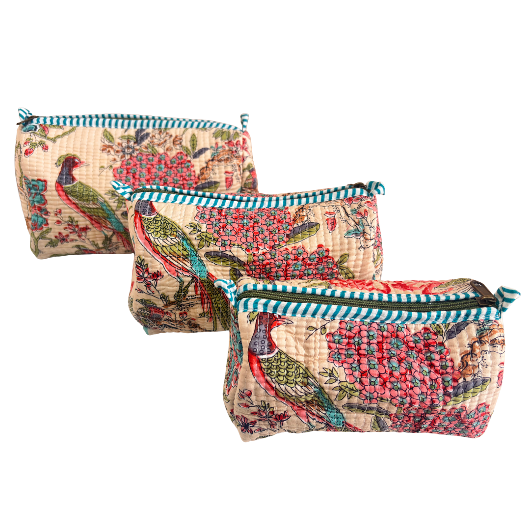 4-in-1 Festive Gifting COMBO : Premium Quilted Tote Bag + 3 Waterproof Pouches = Your Complete Organization Solution!