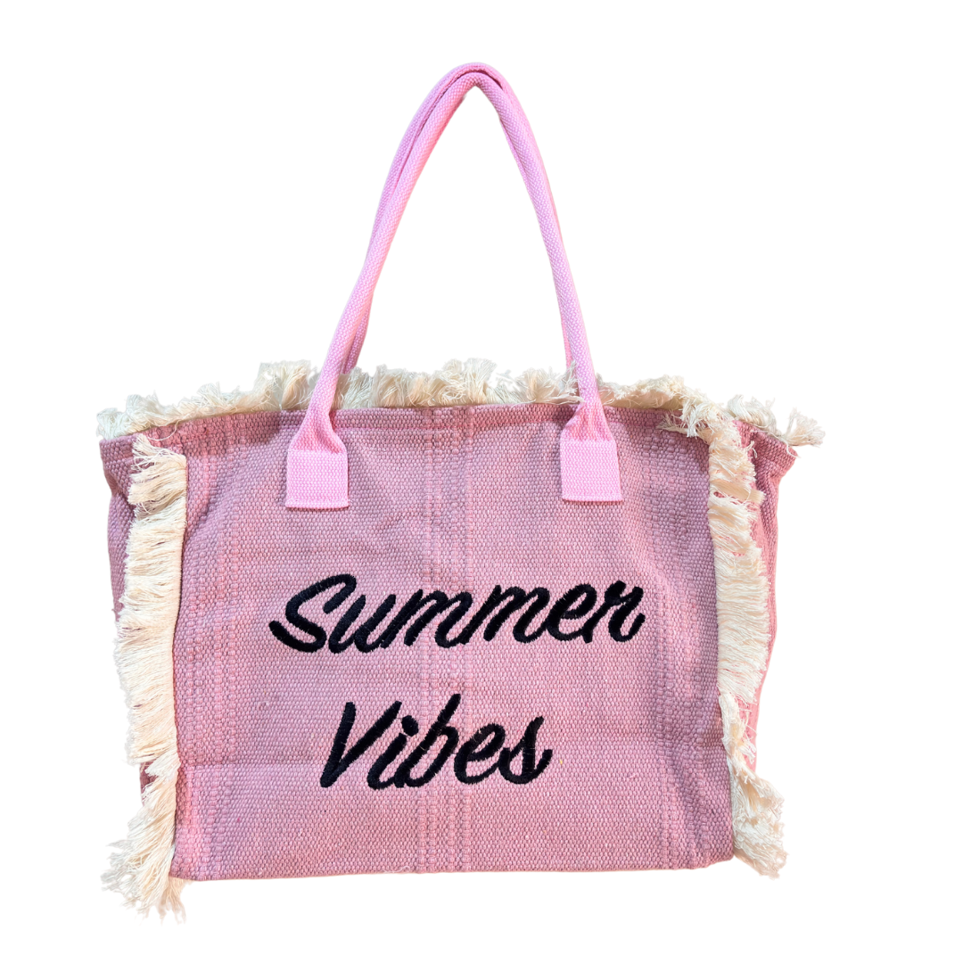 Handcrafted Pastel Pink Canvas Tote Bag