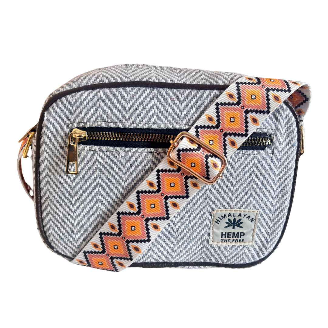 The RajPadmini Planet-Friendly Gray Hemp Adventure Sling Bag