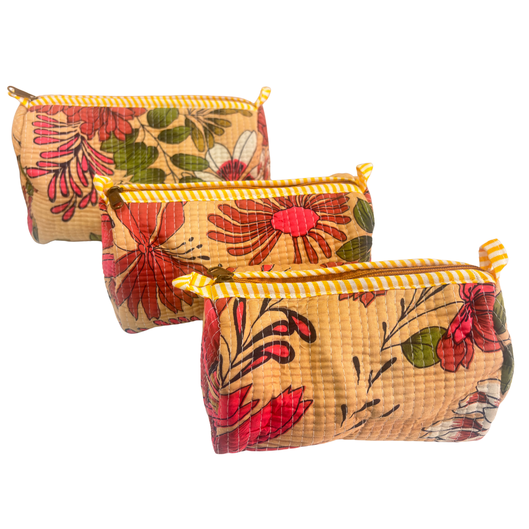 4-in-1 Festive Gifting COMBO : Premium Quilted Tote Bag + 3 Waterproof Pouches = Your Complete Organization Solution!