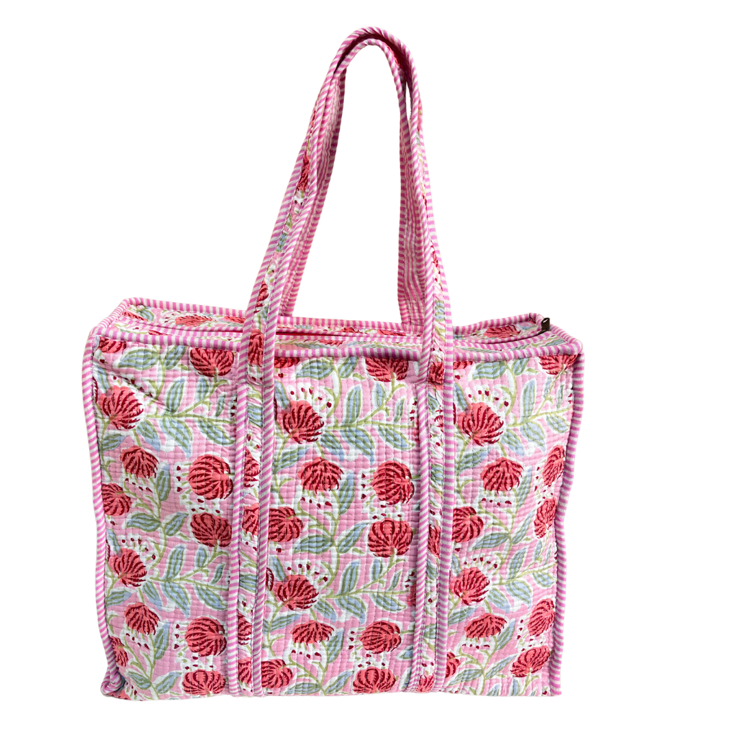 4-in-1 Festive Gifting COMBO : Premium Quilted Tote Bag + 3 Waterproof Pouches = Your Complete Organization Solution!
