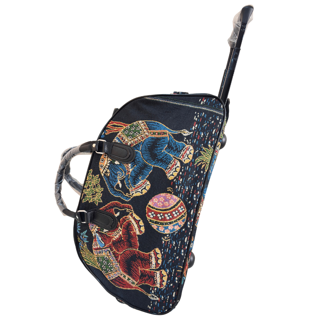 Fully Waterproof Elephant Printed Travel Duffle Trolley Bag