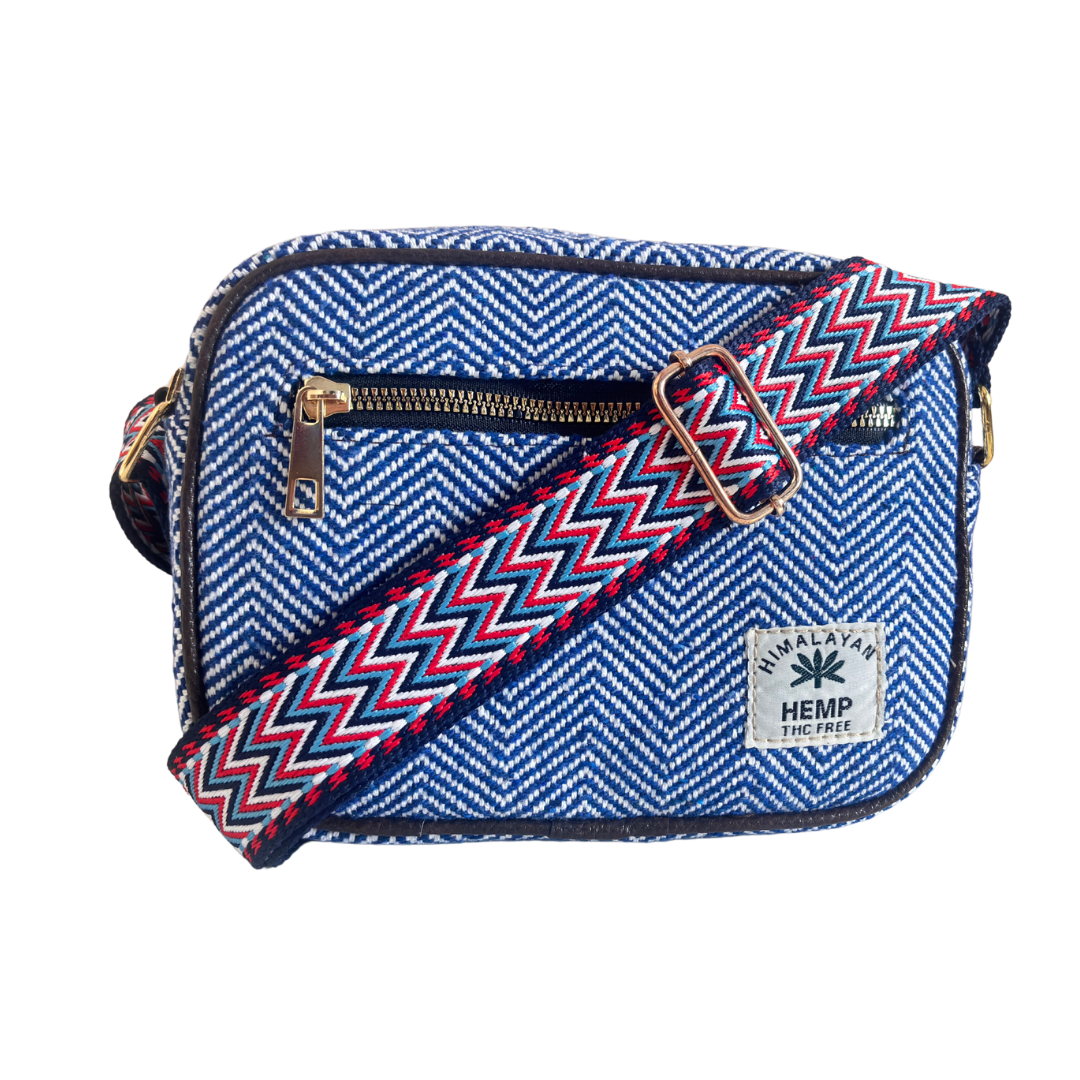 The RajPadmini Planet-Friendly Blue Hemp Adventure Sling Bag