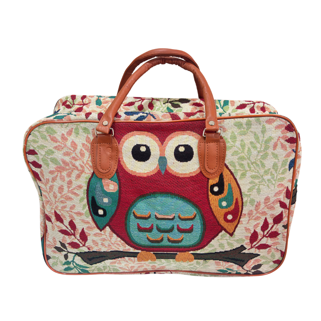 Off-White Single Owl Print Washable Duffle Bag