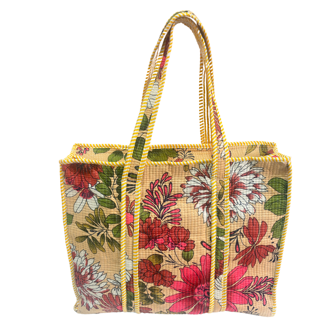 4-in-1 Festive Gifting COMBO : Premium Quilted Tote Bag + 3 Waterproof Pouches = Your Complete Organization Solution!
