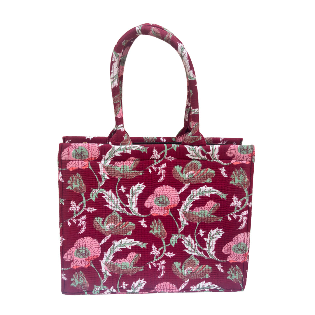 Quilted Laptop Tote Bag with Complementary Pouch