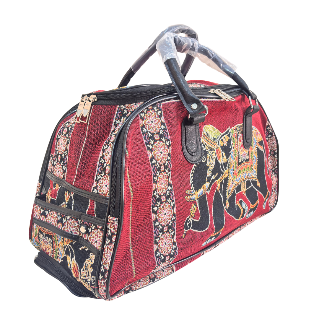 Fully Waterproof Elephant Printed Travel Duffle Trolley Bag - The House of RajPadmini