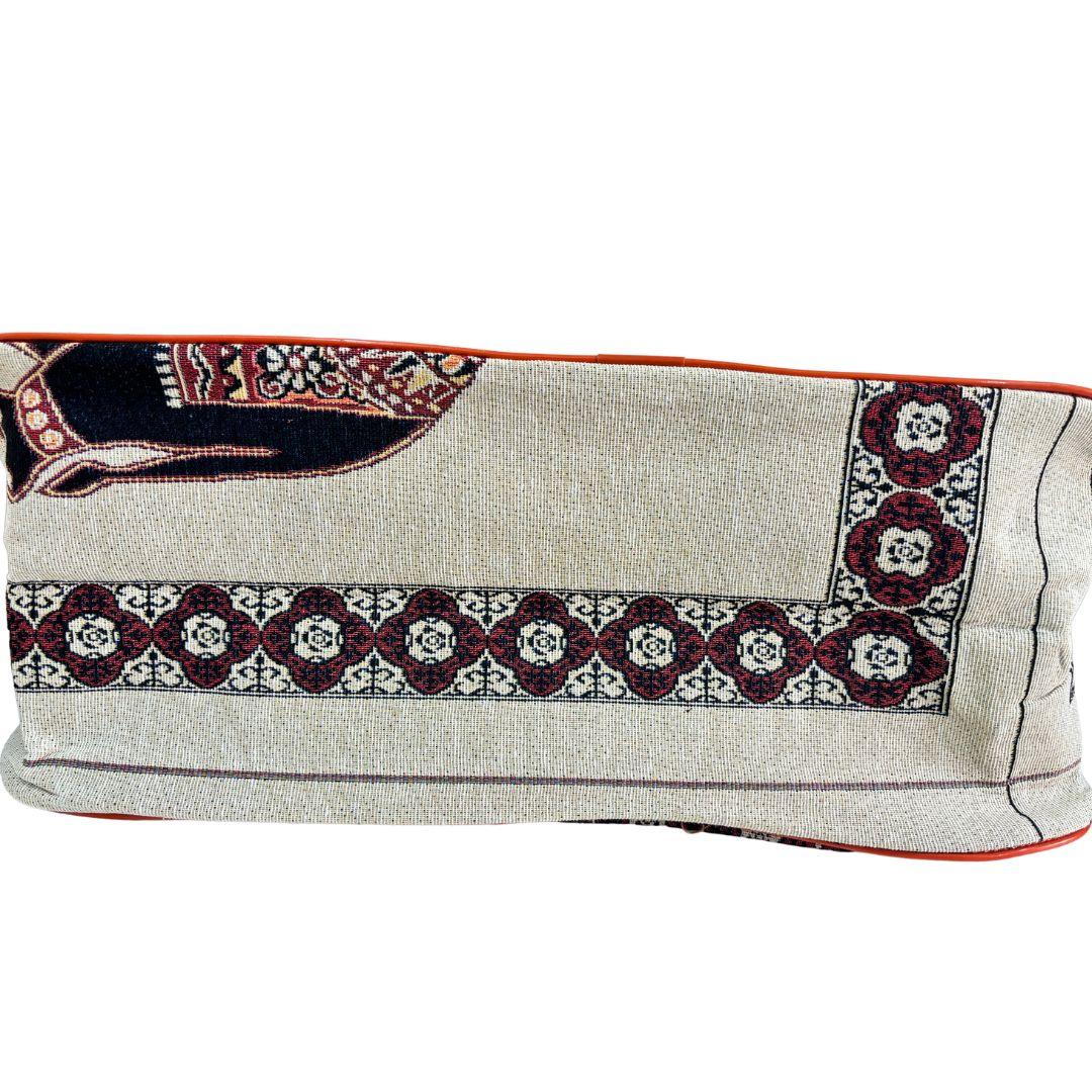 Beige Elephant Print Washable Duffle Bag - The House of RajPadmini