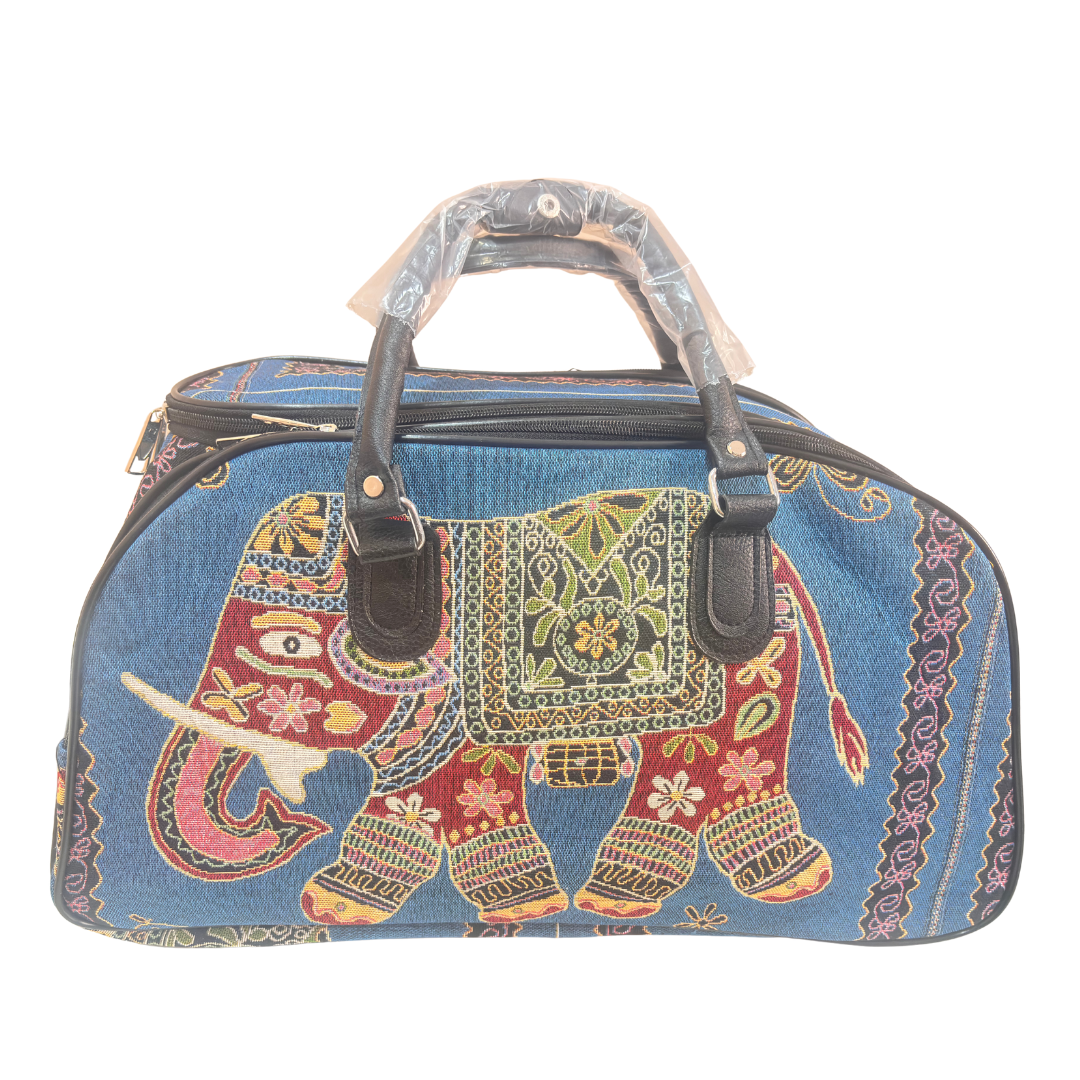 Fully Waterproof Elephant Printed Travel Duffle Trolley Bag