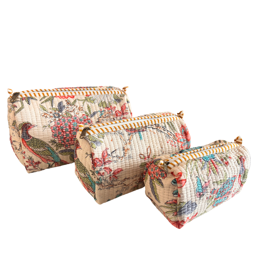 The Alfred Edition Travel Accessory:- Premium Handcrafted Waterproof Quilted Cotton Beauty/Travel Organizer Bag for Men & Women