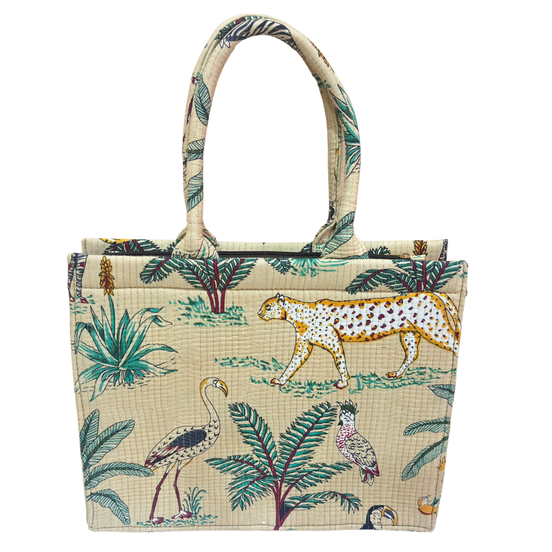 Quilted Laptop Tote Bag with Complementary Pouch