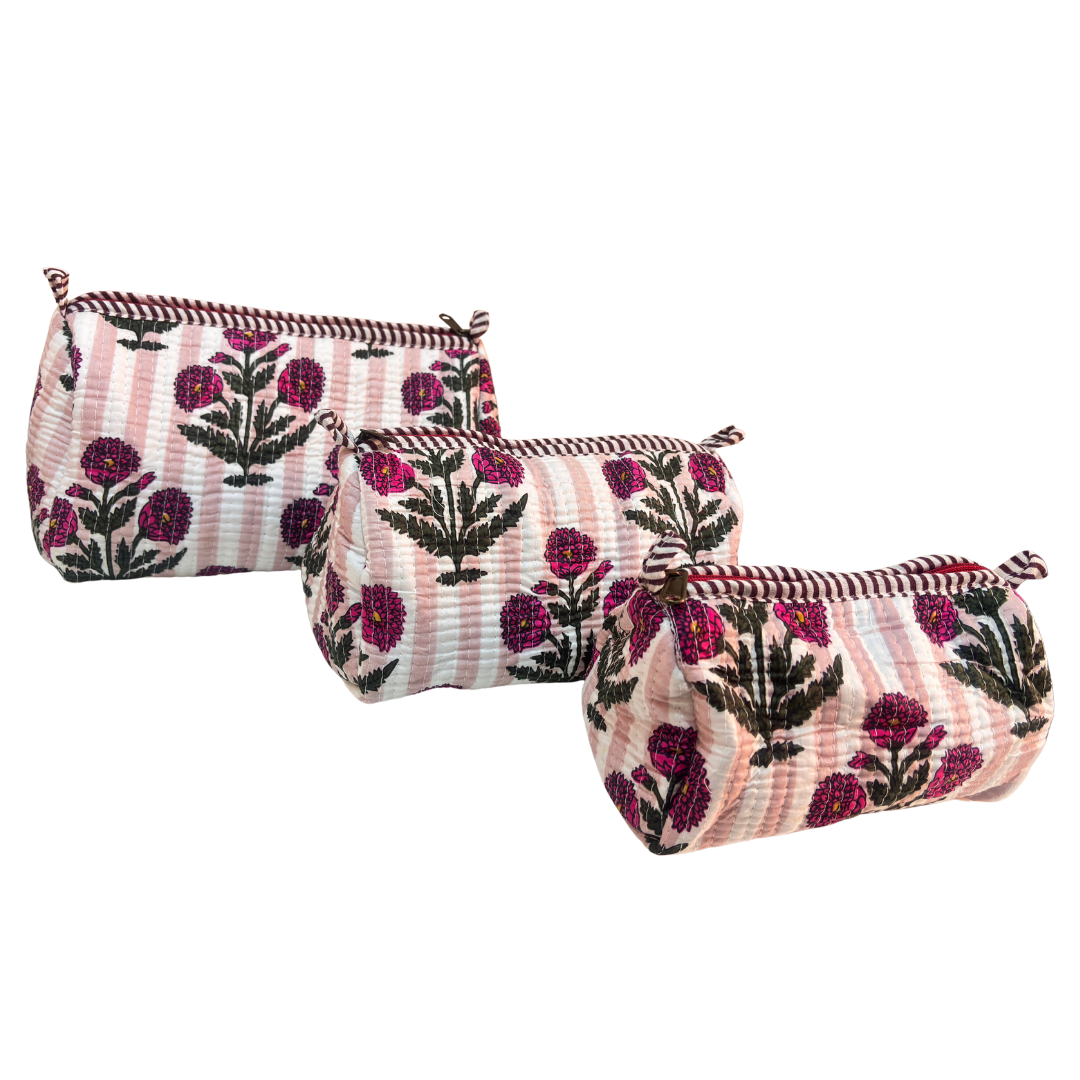 The Alfred Edition Travel Accessory:- Premium Handcrafted Waterproof Quilted Cotton Beauty/Travel Organizer Bag for Men & Women