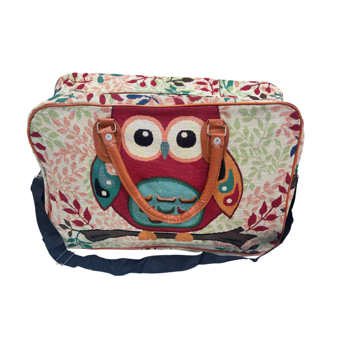 Off-White Single Owl Print Washable Duffle Bag