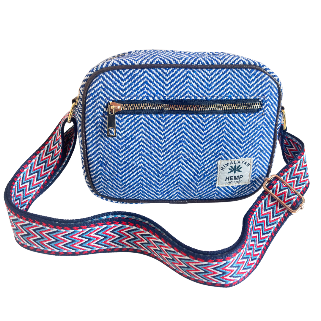The RajPadmini Planet-Friendly Blue Hemp Adventure Sling Bag