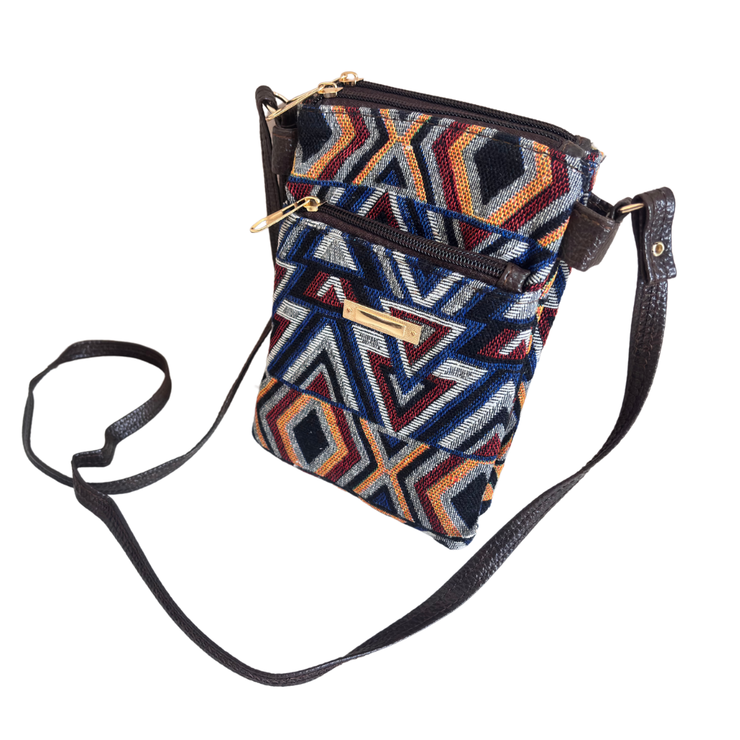 The Rugged Multicolor Multiple Partition Mobile Crossbody Sling Bag