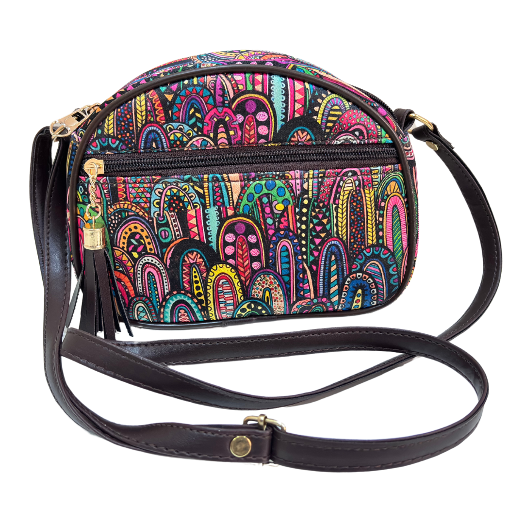 The Saheli Edition:- Women's Rajasthani Print Crescent Moon Sling Bag - The House of RajPadmini