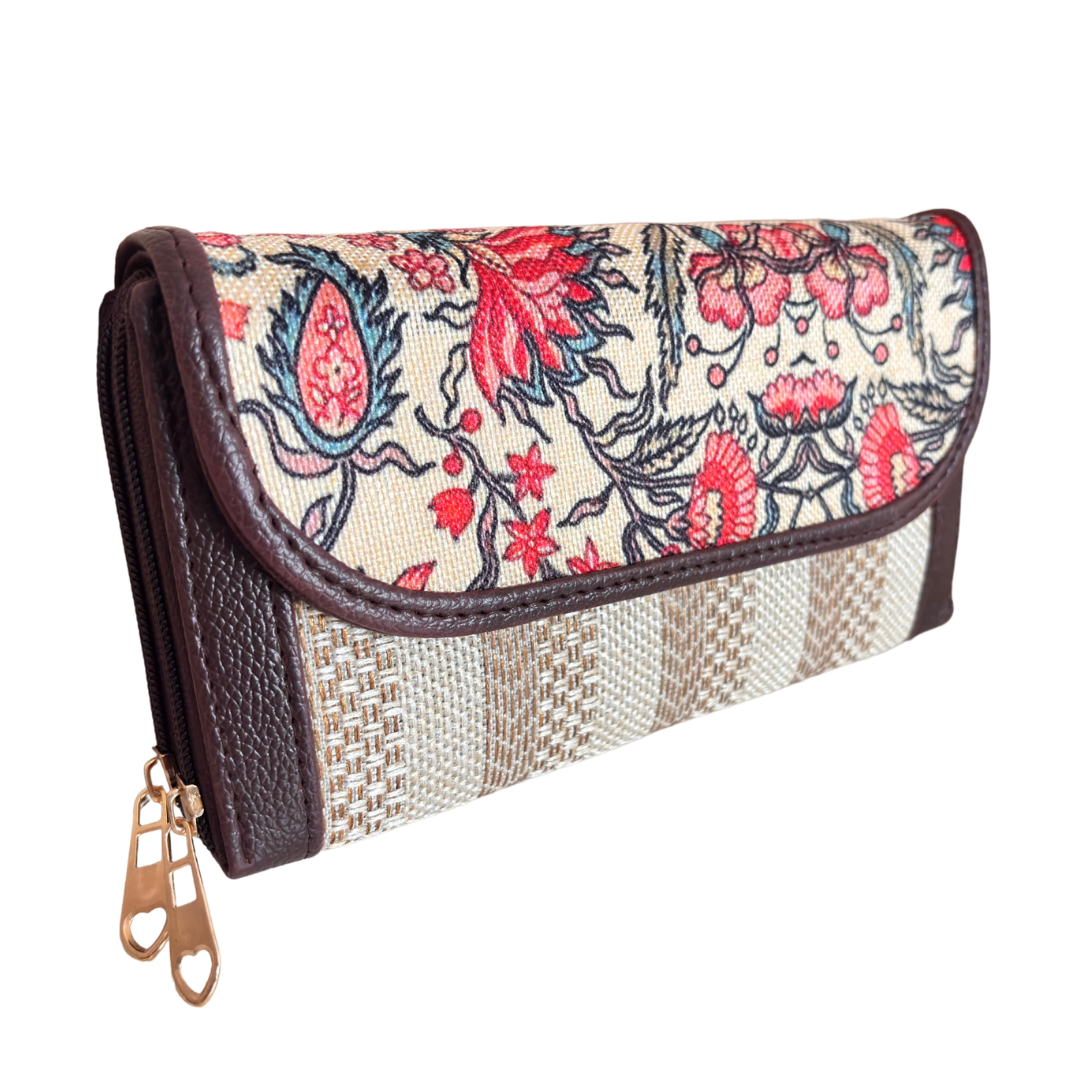 The Hamsafar Edition:- Women's Ethnic Jute Fabric Wallet with Double Partition