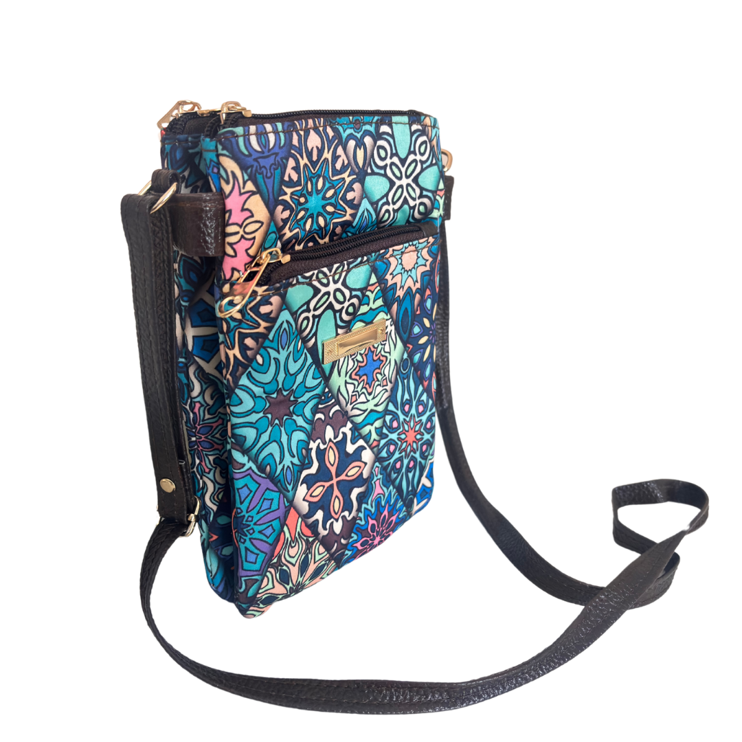 The Blue Multiple Partition Mobile Crossbody Sling Bag
