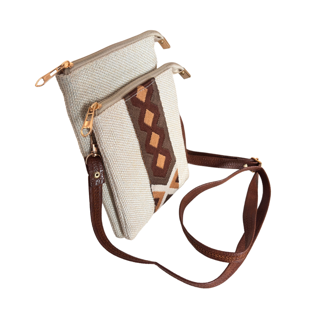 The Handcrafted Multipocket White Jute Crossbody Mobile Bag