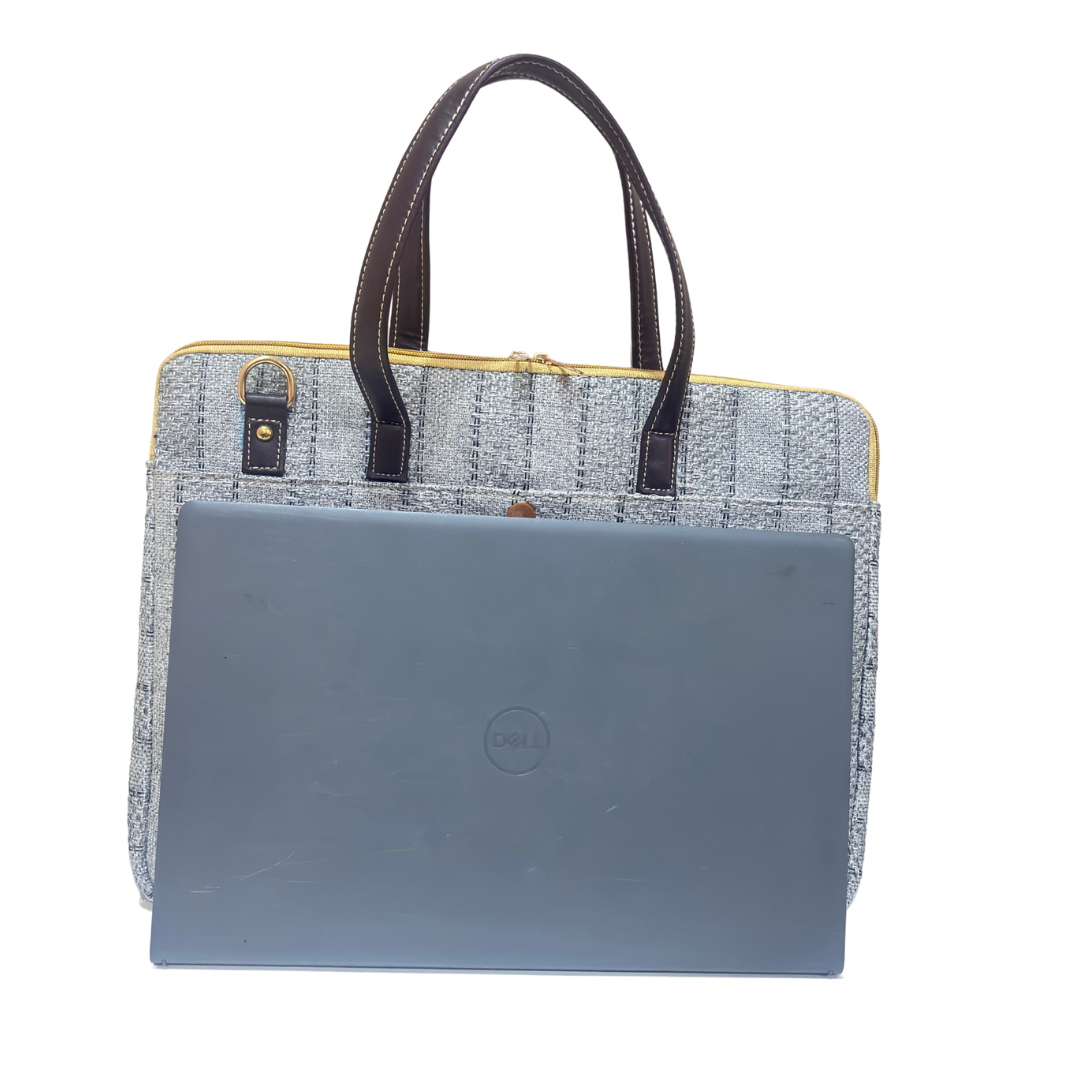 Premium Handcrafted Jute Laptop Sleeve Cover with Adjustable Shoulder Strap and Padded Partition