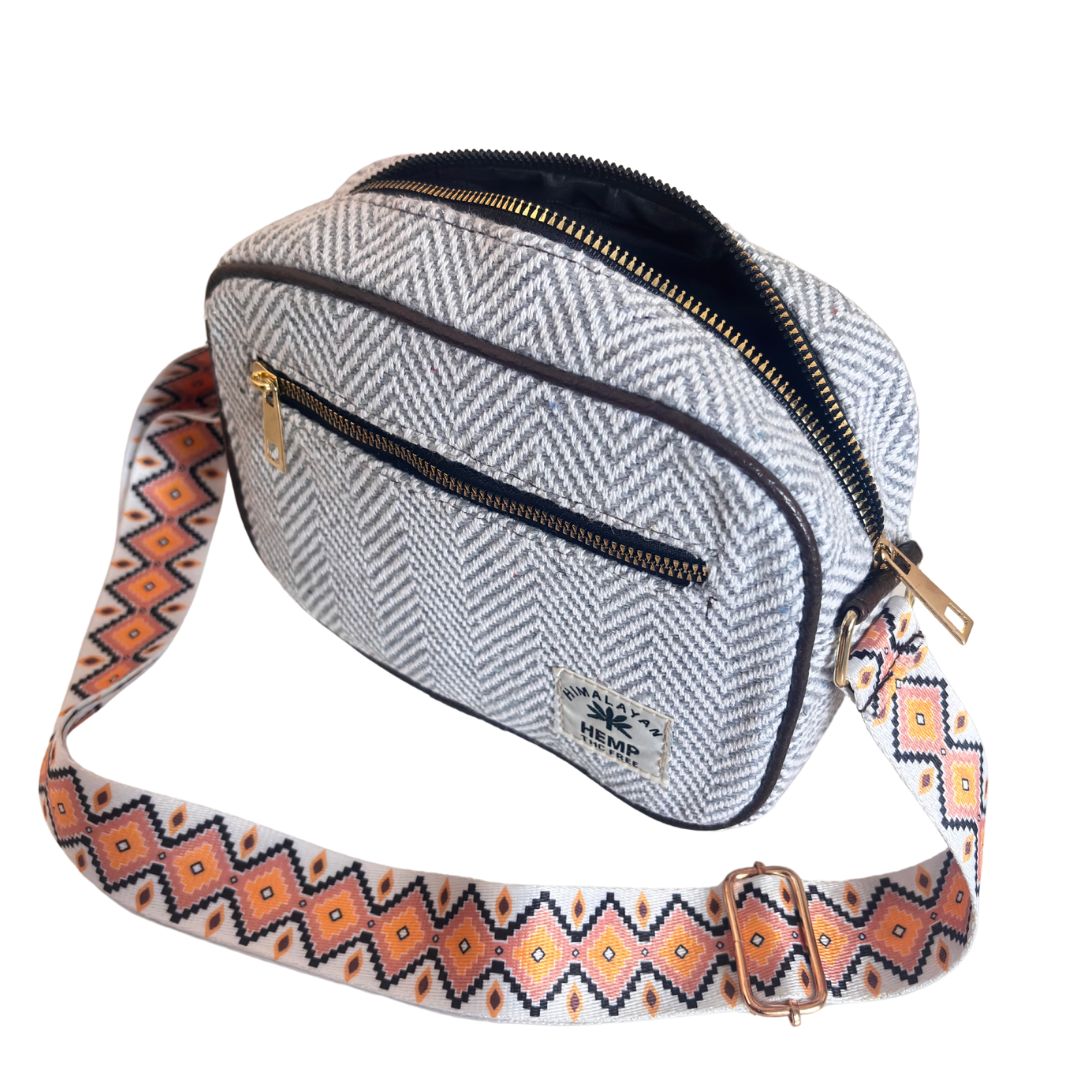 The RajPadmini Planet-Friendly Gray Hemp Adventure Sling Bag