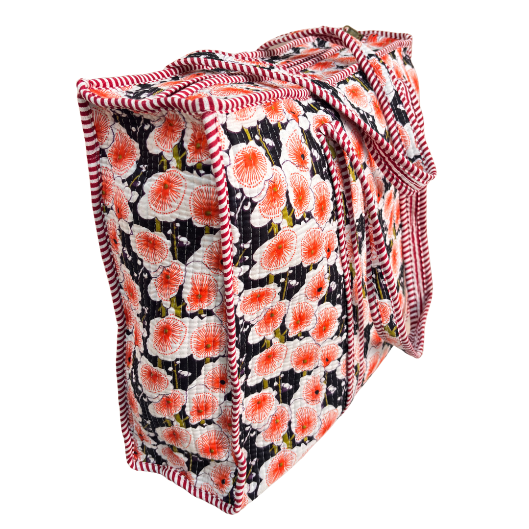 4-in-1 Festive Gifting COMBO : Premium Quilted Tote Bag + 3 Waterproof Pouches = Your Complete Organization Solution!