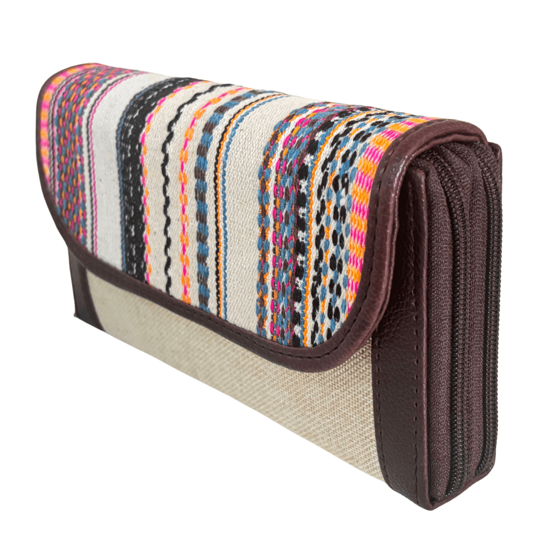 The Hamsafar Edition:- Women's Ethnic Pearl White Jute Fabric Wallet with Double Partition - The House of RajPadmini