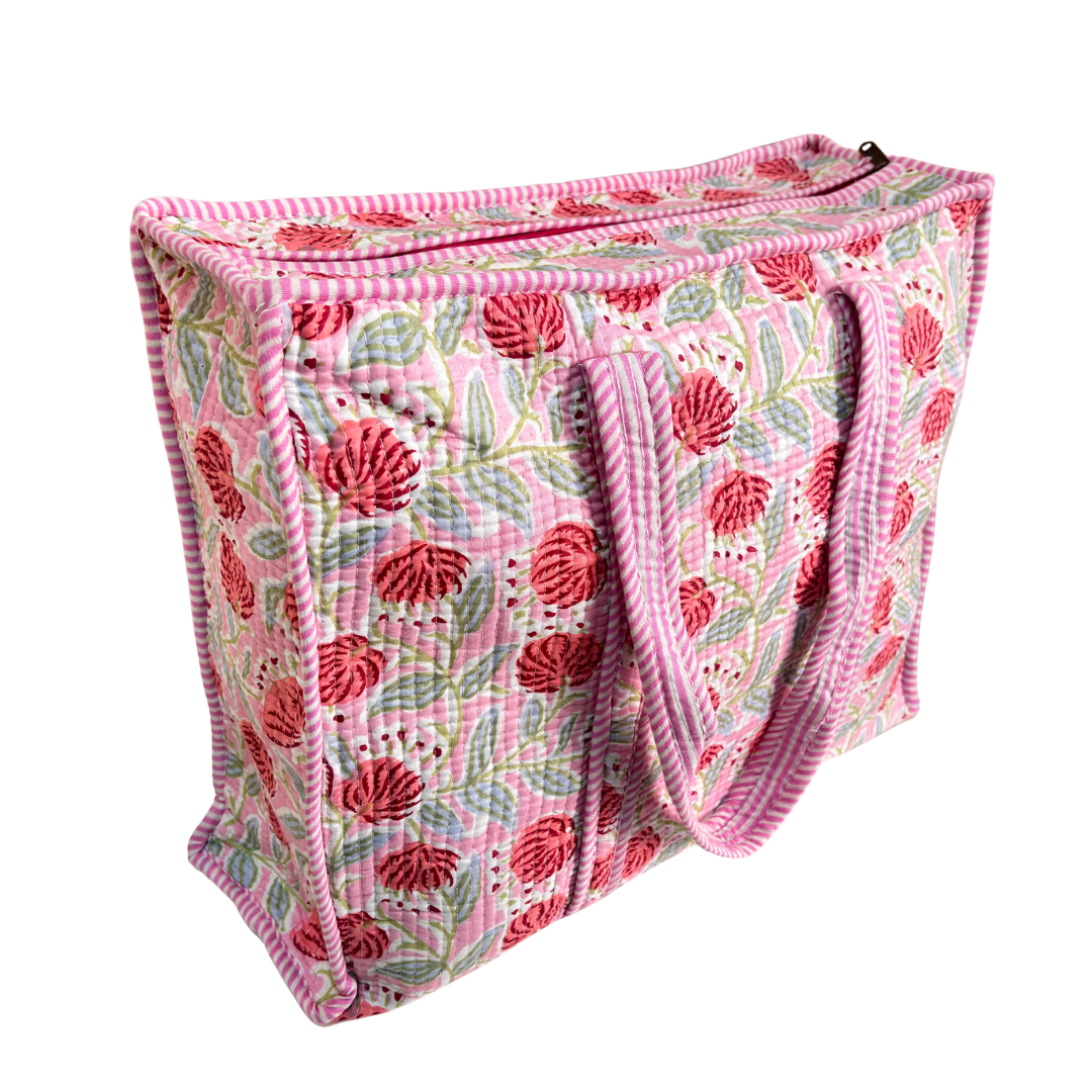 4-in-1 Festive Gifting COMBO : Premium Quilted Tote Bag + 3 Waterproof Pouches = Your Complete Organization Solution!