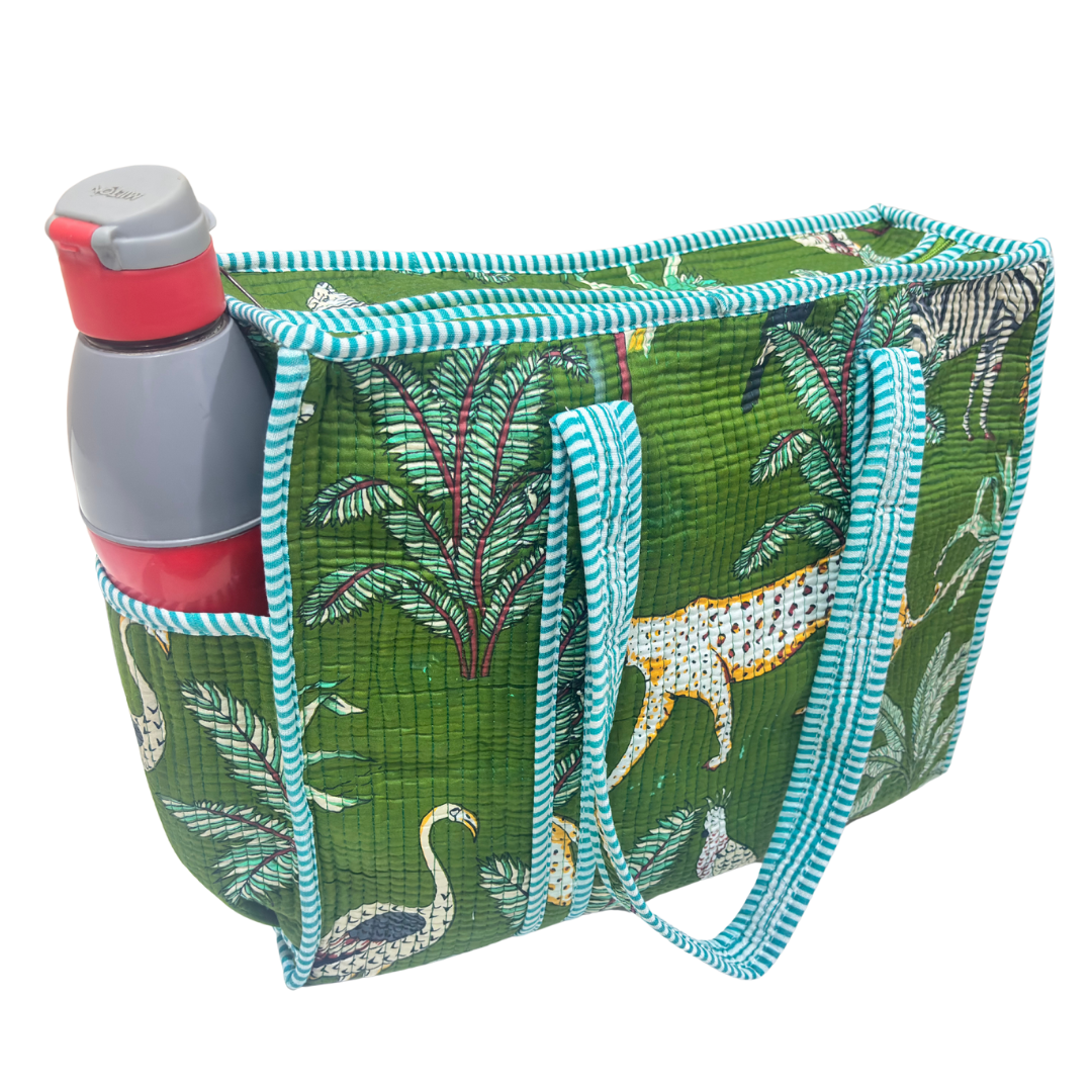 RajPadmini 4-in-1 Festive Gifting COMBO : Premium Quilted Tote Bag + 3 Waterproof Pouches = Your Complete Organization Solution!