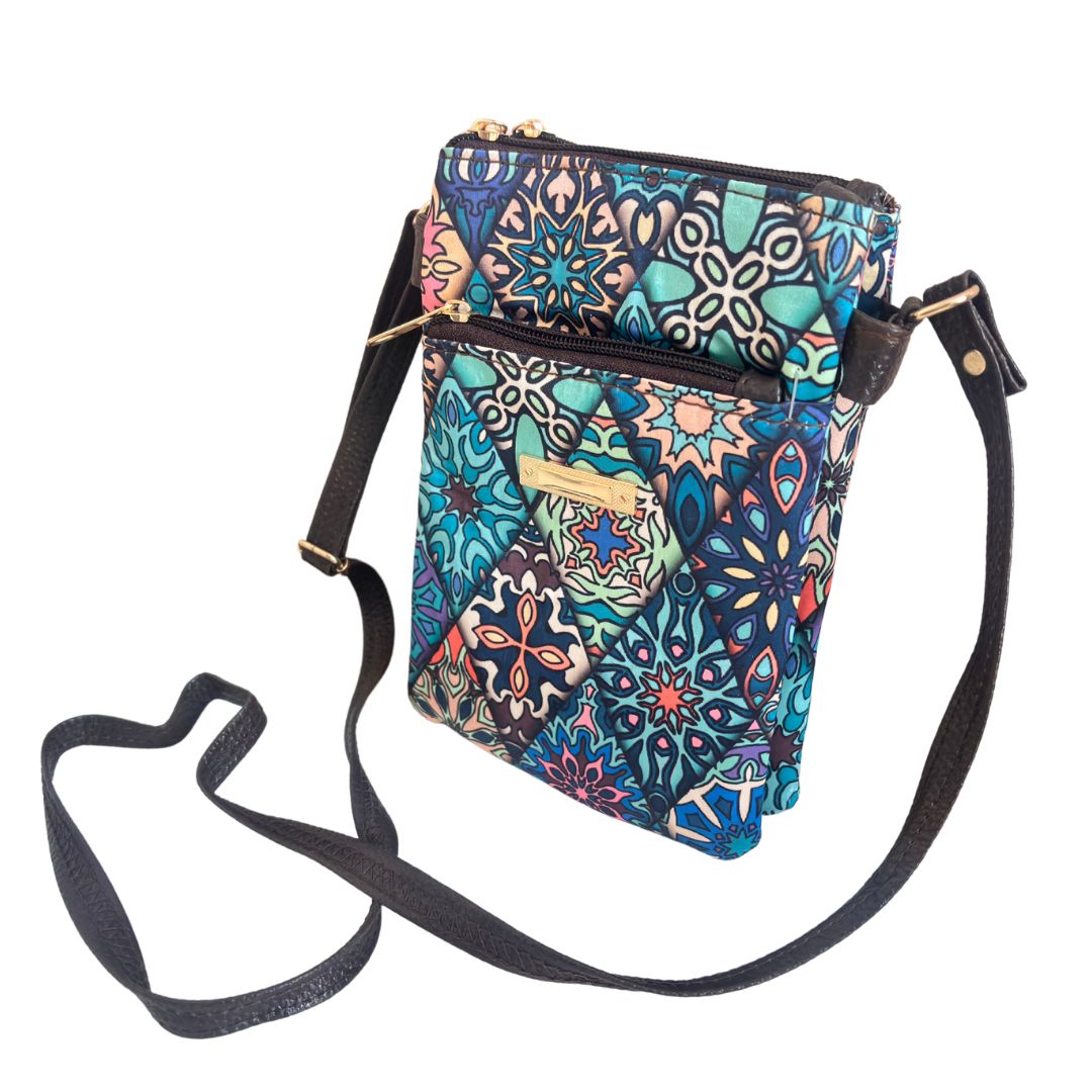 The Blue Multiple Partition Mobile Crossbody Sling Bag