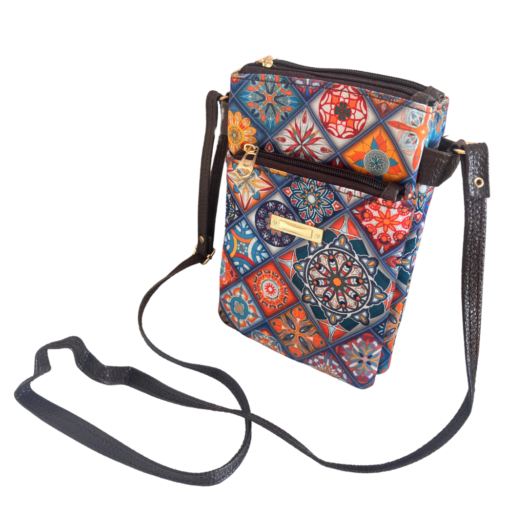 The Multicolor Multiple Partition Mobile Crossbody Sling Bag