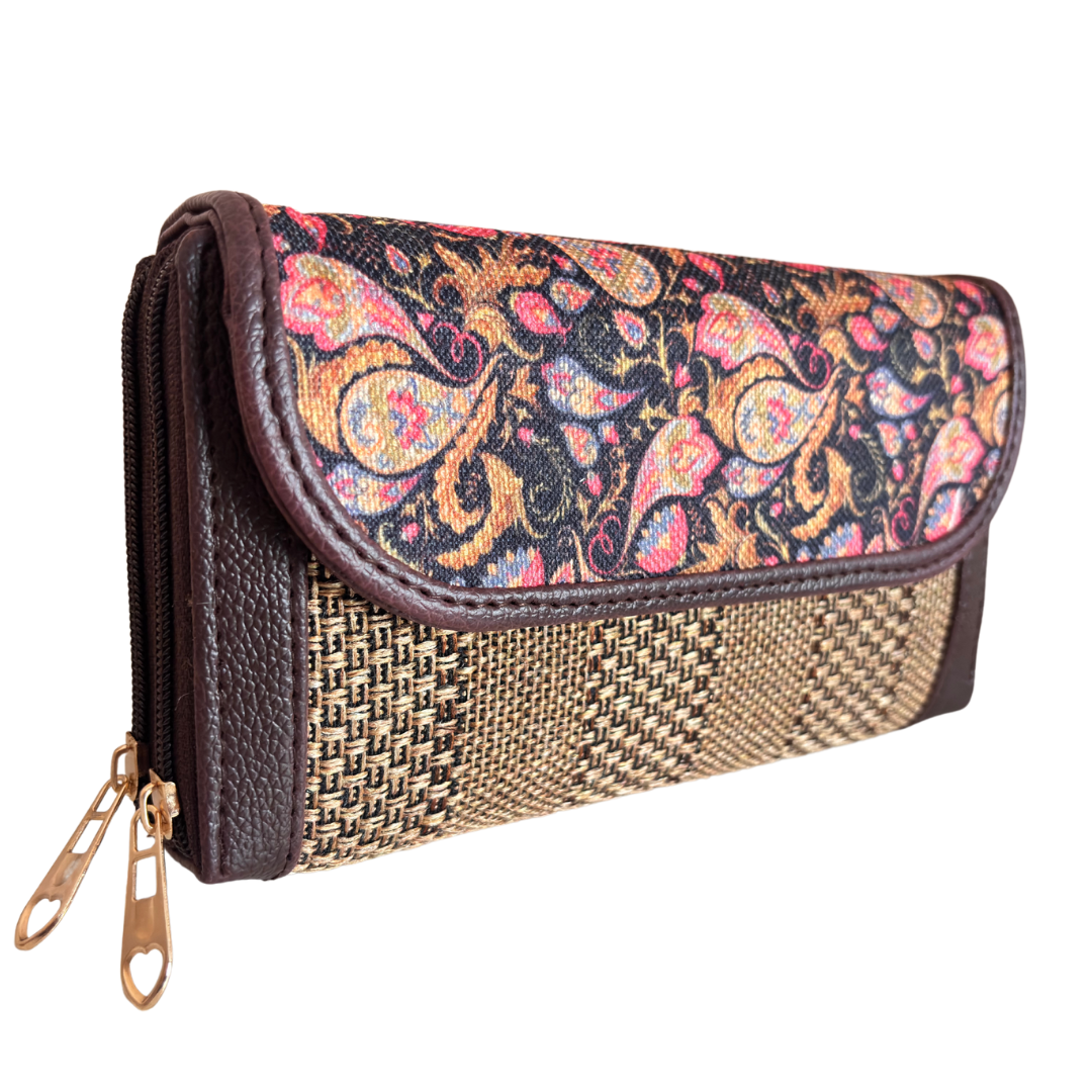 The Hamsafar Edition:- Women's Ethnic Jute Fabric Wallet with Double Partition