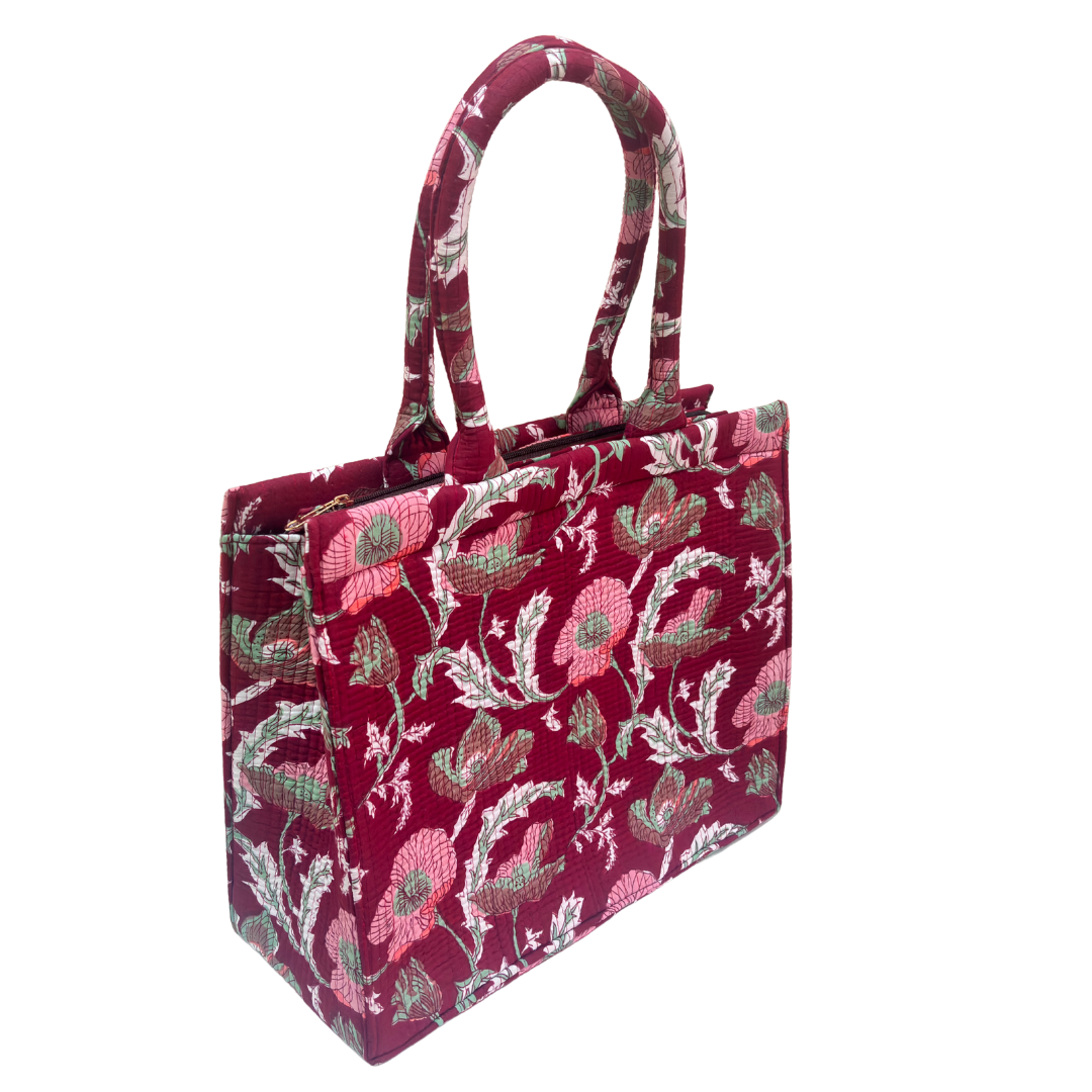Quilted Laptop Tote Bag with Complementary Pouch