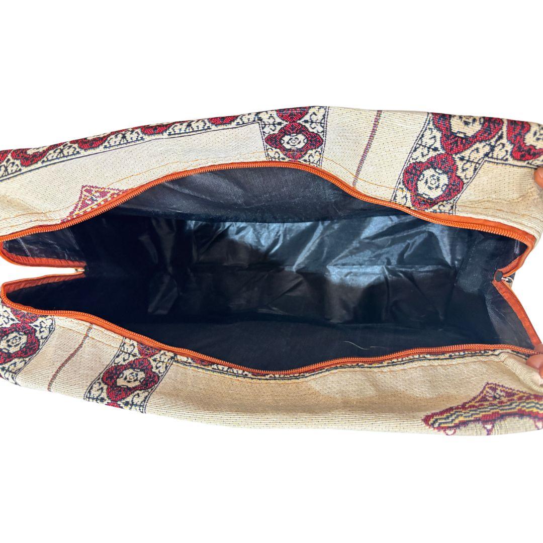 Beige Elephant Print Washable Duffle Bag - The House of RajPadmini