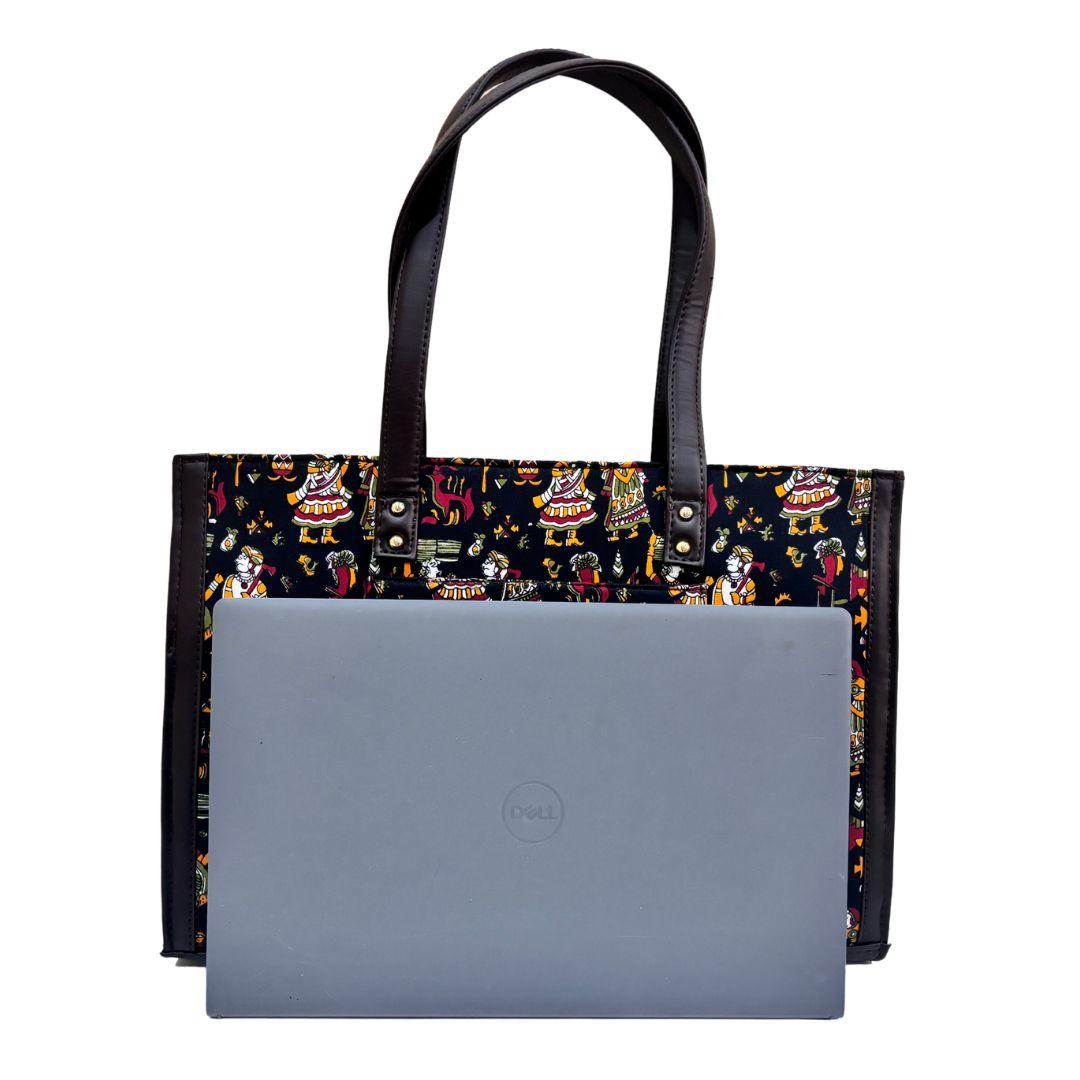 Handcrafted Black Ikkat Print Tote Bag - The House of RajPadmini