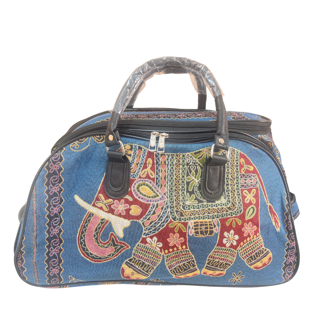 Fully Waterproof Elephant Printed Travel Duffle Trolley Bag