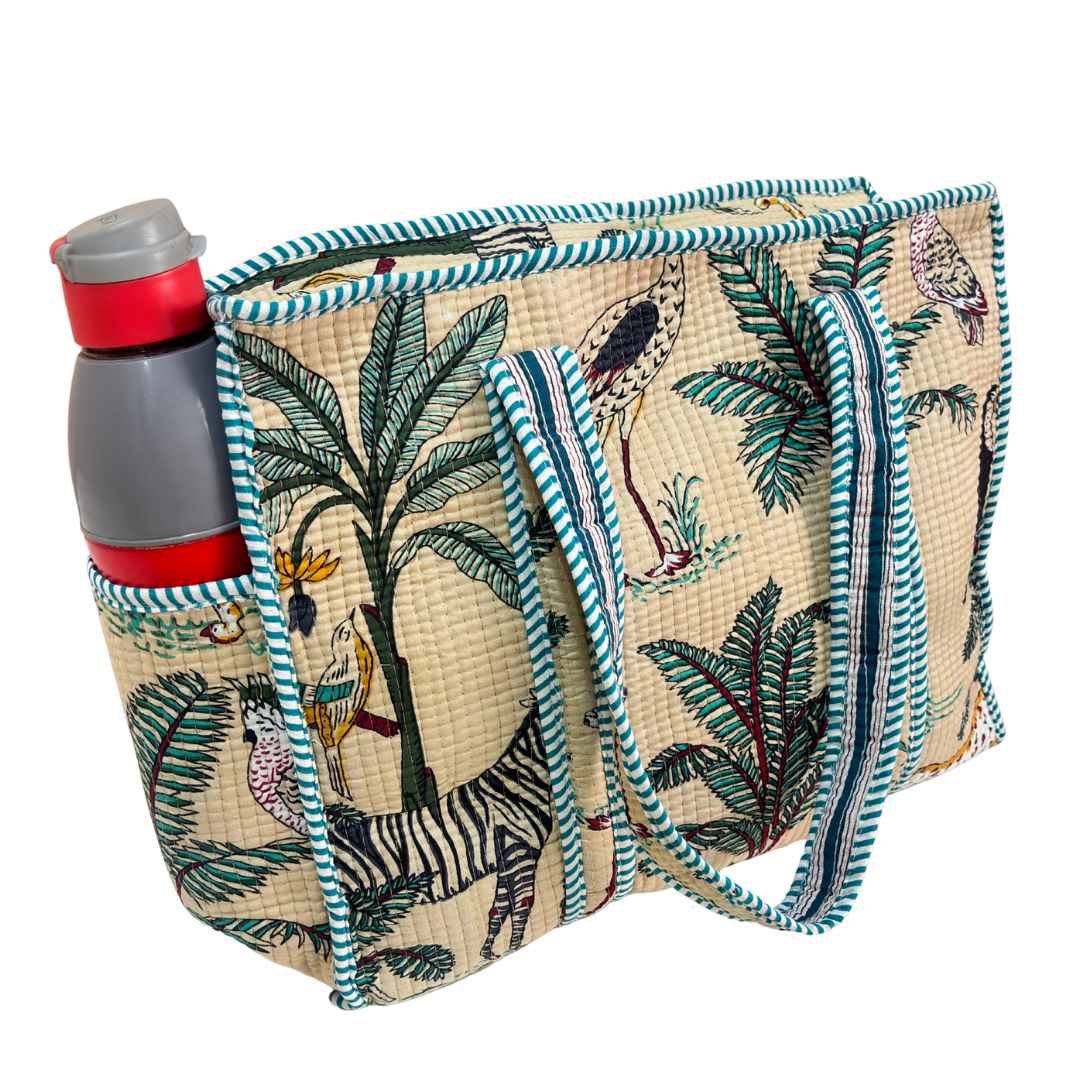 RajPadmini 4-in-1 Festive Gifting COMBO : Premium Quilted Tote Bag + 3 Waterproof Pouches = Your Complete Organization Solution!