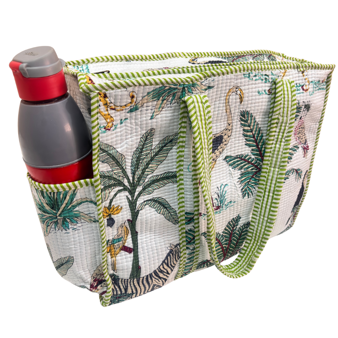 RajPadmini 4-in-1 Festive Gifting COMBO : Premium Quilted Tote Bag + 3 Waterproof Pouches = Your Complete Organization Solution!