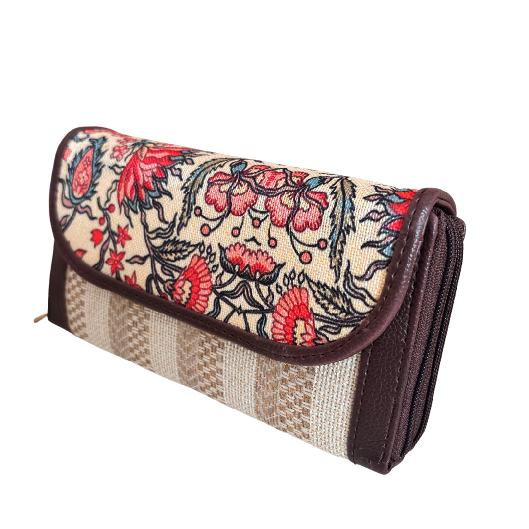 The Hamsafar Edition:- Women's Ethnic Jute Fabric Wallet with Double Partition