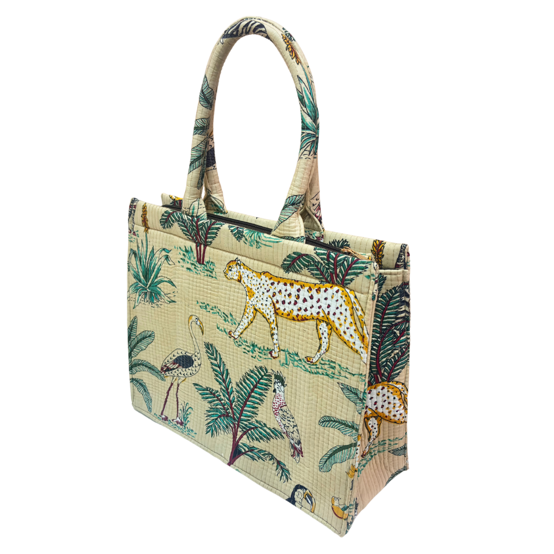 Quilted Laptop Tote Bag with Complementary Pouch