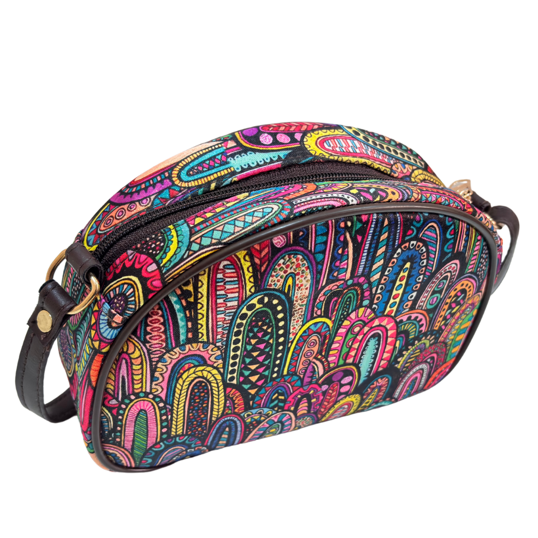The Saheli Edition:- Women's Rajasthani Print Crescent Moon Sling Bag - The House of RajPadmini